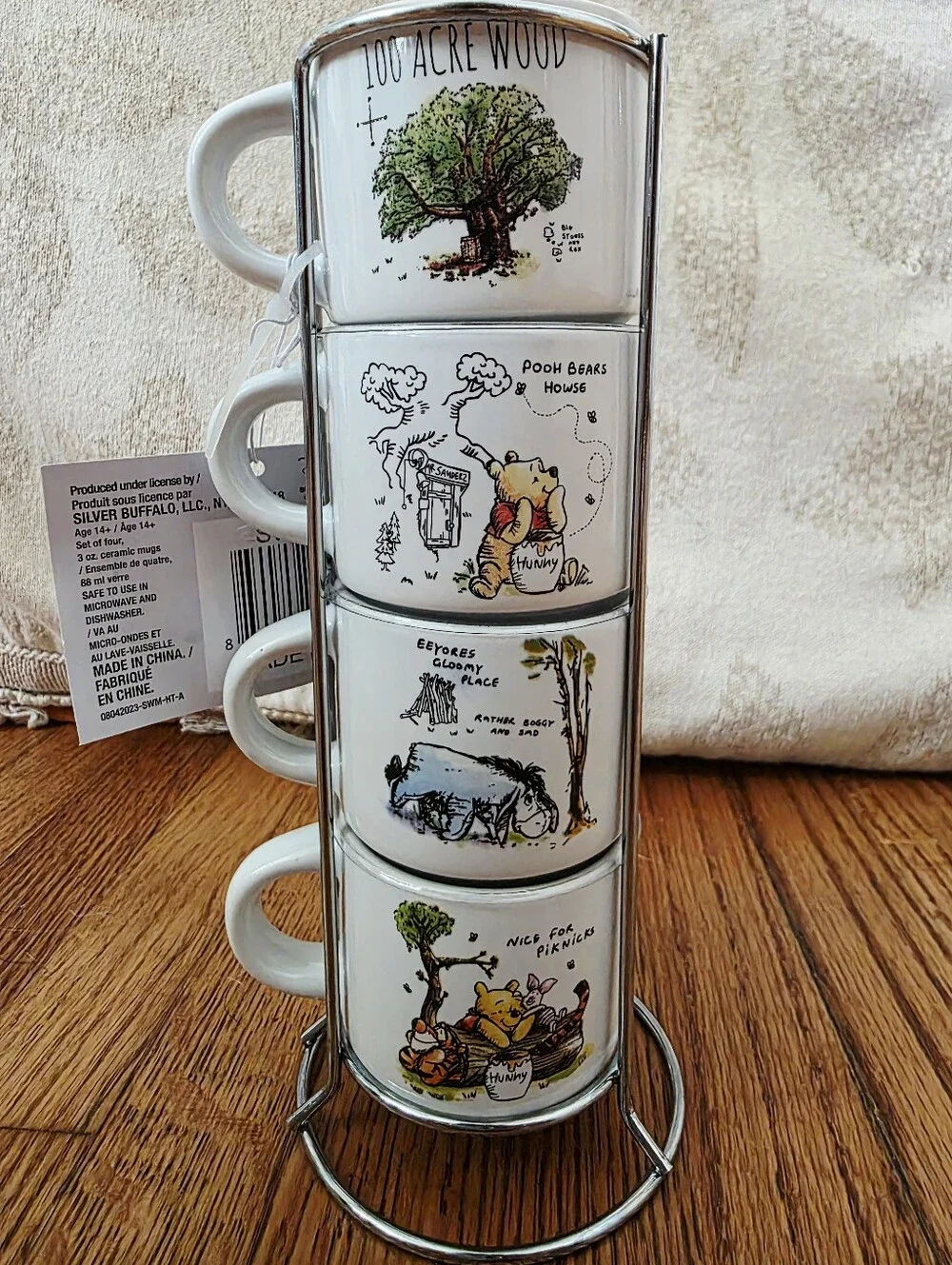 Disney Winnie the Pooh White Stackable Mug Set - 4-Pack